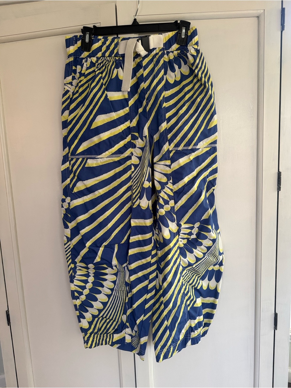 Free people movement Printed Wide-Leg Utility Pants in Blue & Yellow